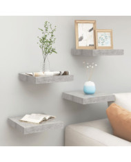 Étagères murales flottantes 4 pcs gris béton 23x23,5x3,8 cm MDF | Mobilier & Déco