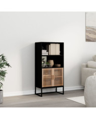 Buffet haut noir 60x35x125 cm bois d'ingénierie | Mobilier & Déco