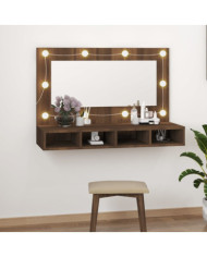 Armoire à miroir avec LED Chêne marron 90x31,5x62 cm | Mobilier & Déco