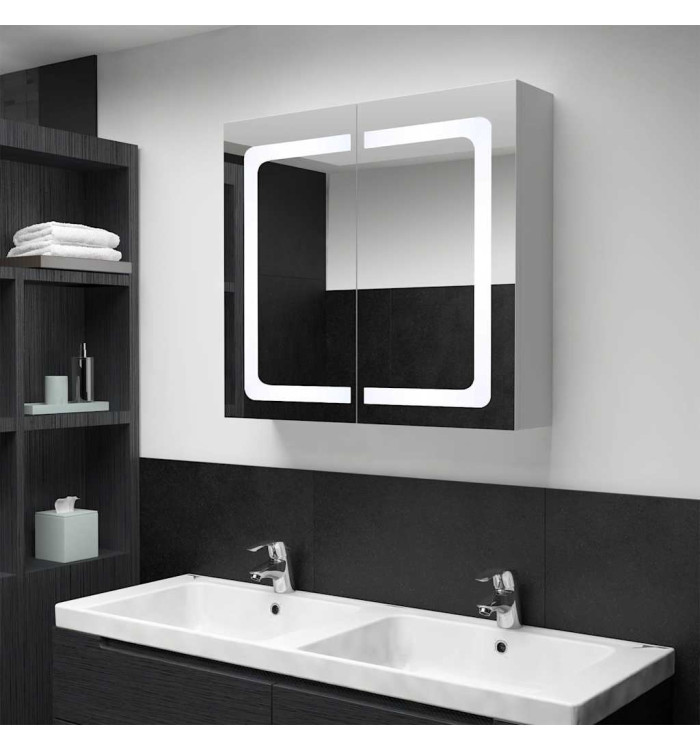 Armoire de salle de bain à miroir LED 80x12,2x68 cm | Mobilier & Déco