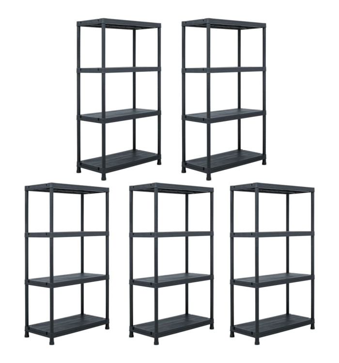 Étagères de rangement 5 pcs Noir 60x30x138 cm Plastique | Mobilier & Déco