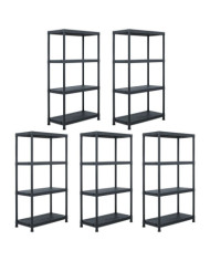 Étagères de rangement 5 pcs Noir 60x30x138 cm Plastique | Mobilier & Déco