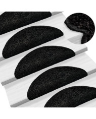 Tapis d'escalier 15 pcs noir 56x17x3 cm | Mobilier & Déco