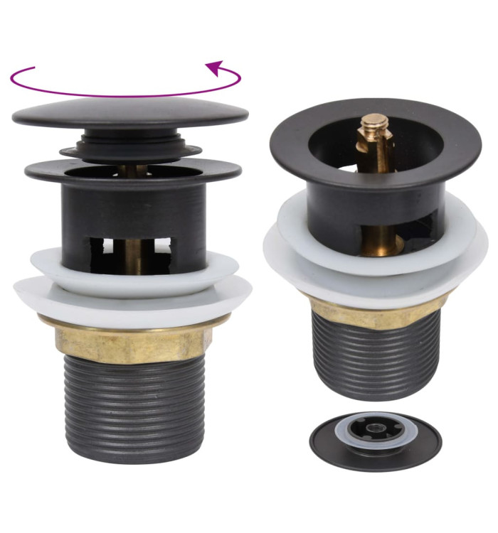 Drain à poussoir avec débordement Gris 6,4x6,4x9,1 cm | Mobilier & Déco