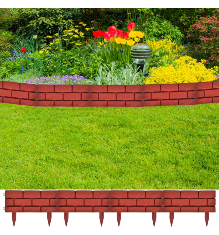 Clôture de jardin avec design de briques 11 pcs | Mobilier & Déco