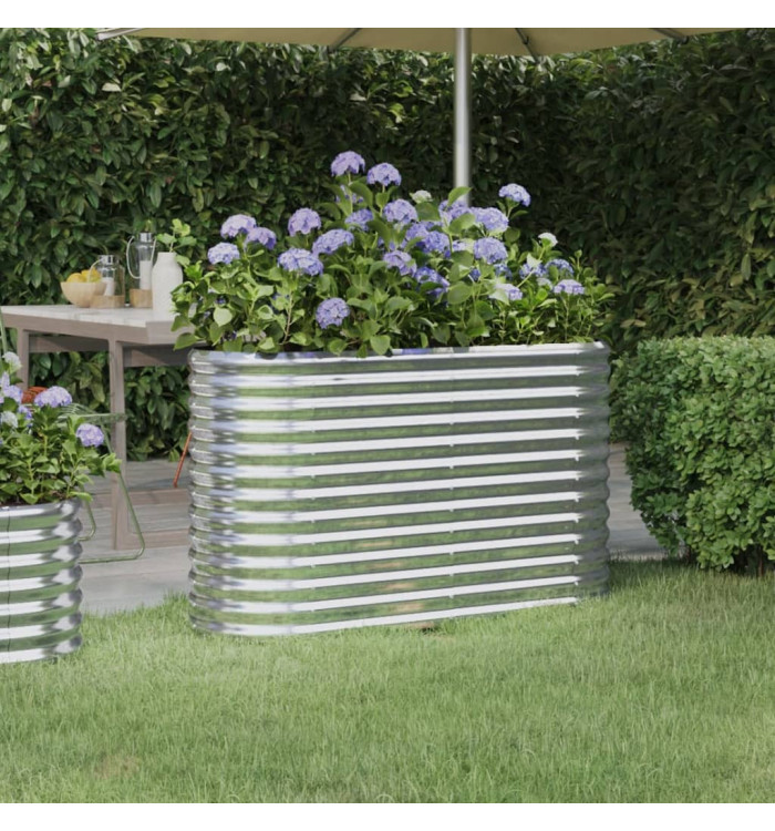 Lit surélevé de jardin Acier enduit de poudre Argenté | Mobilier & Déco