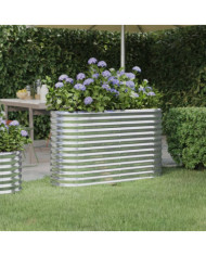 Lit surélevé de jardin Acier enduit de poudre Argenté | Mobilier & Déco