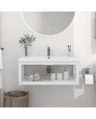 Cadre de lavabo de salle de bain mural Blanc 79x38x31 cm Fer | Mobilier & Déco