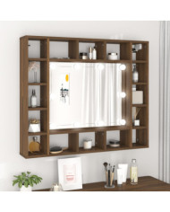 Armoire à miroir avec LED Chêne marron 91x15x76,5 cm | Mobilier & Déco