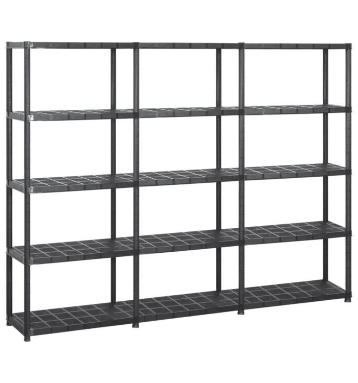 Étagère de rangement à 5 niveaux Noir 213x38x170 cm Plastique | Mobilier & Déco