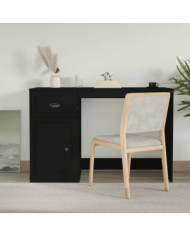Bureau avec tiroir noir 115x50x75 cm bois d'ingénierie | Mobilier & Déco