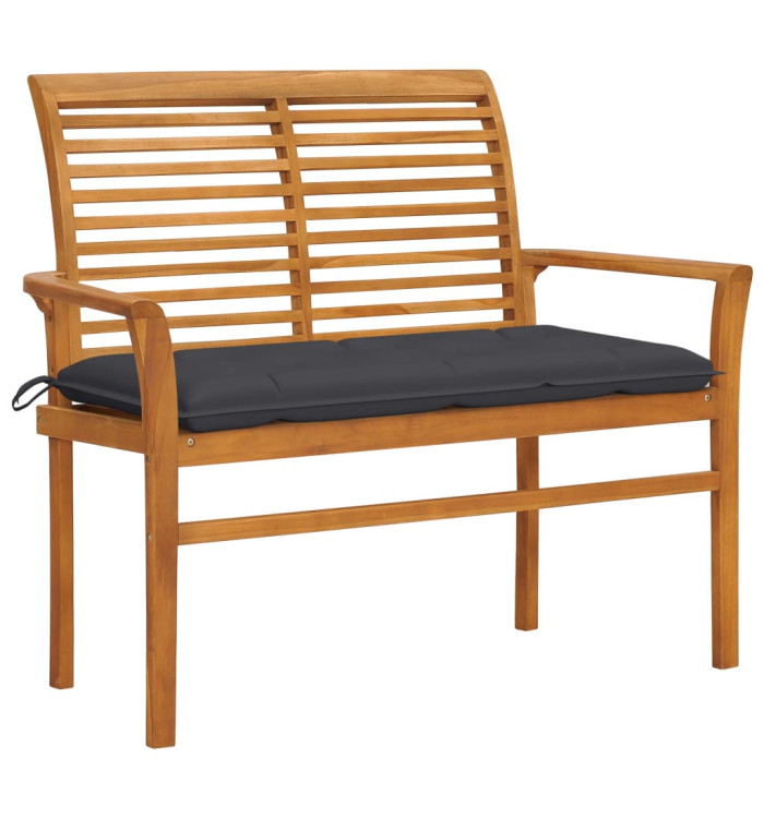 Banc de jardin et coussin anthracite 112 cm Bois de teck massif | Mobilier & Déco