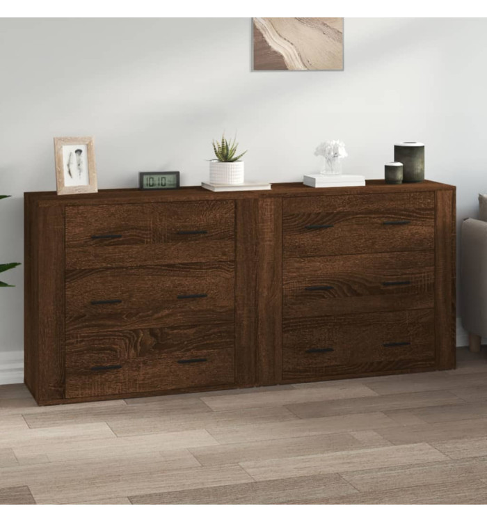 Buffets 2 pcs chêne marron bois d'ingénierie | Mobilier & Déco