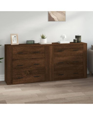 Buffets 2 pcs chêne marron bois d'ingénierie | Mobilier & Déco