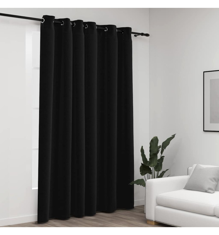 Rideau occultant Aspect de lin à œillets Anthracite 290x245 cm | Mobilier & Déco