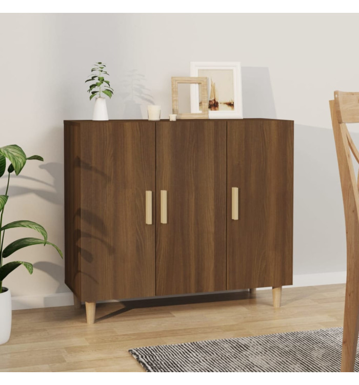 Buffet chêne marron 90x34x80 cm bois d'ingénierie | Mobilier & Déco