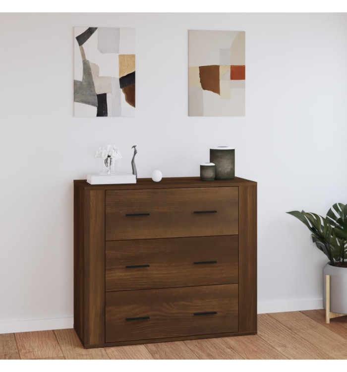 Buffet Chêne marron 80x33x70 cm Bois d'ingénierie | Mobilier & Déco