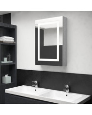 Armoire de salle de bain à miroir LED gris béton 50x13x70 cm | Mobilier & Déco