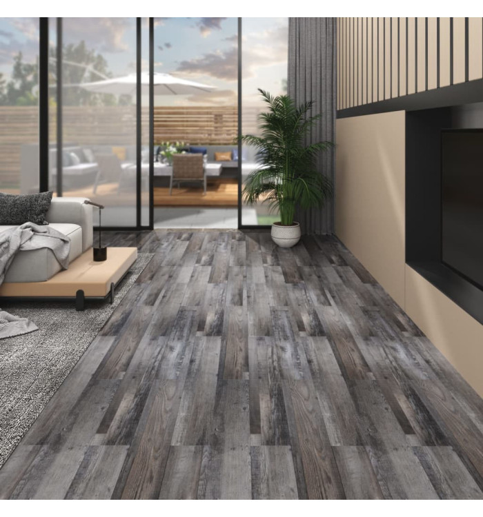 Dalles de plancher PVC 5,02 m² 2 mm autoadhésif bois industriel | Mobilier & Déco