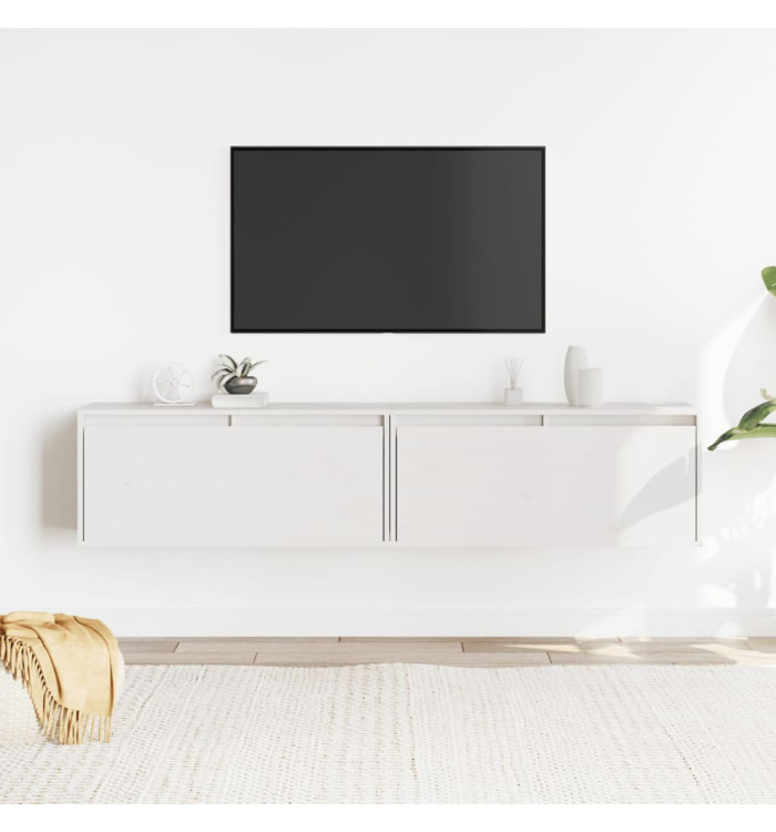 Armoires murales 2 pcs Blanc 80x30x35 cm Bois de pin massif | Mobilier & Déco