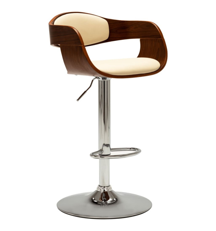 Tabouret de bar Crème Bois courbé et similicuir | Mobilier & Déco