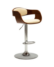Tabouret de bar Crème Bois courbé et similicuir | Mobilier & Déco