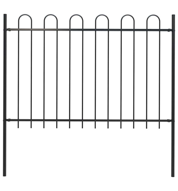 Clôture de jardin avec dessus en cerceau Acier 1,8 m Noir | Mobilier & Déco