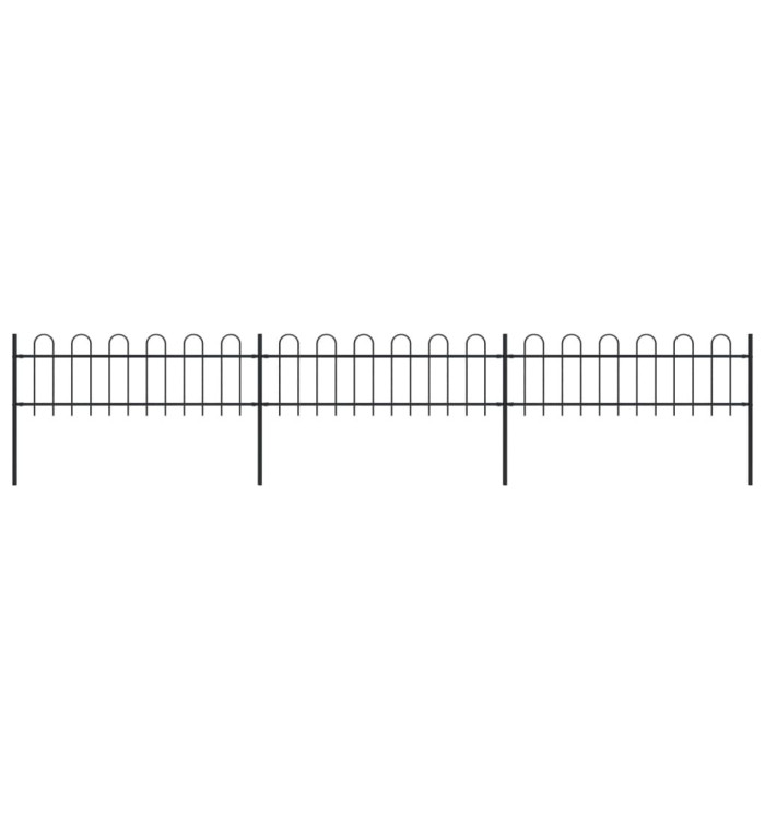 Clôture de jardin avec dessus en cerceau Acier 5,1 x 0,6 m Noir | Mobilier & Déco