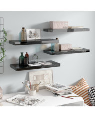 Étagère murale flottante 4 pcs Noir brillant 60x23,5x3,8 cm MDF | Mobilier & Déco