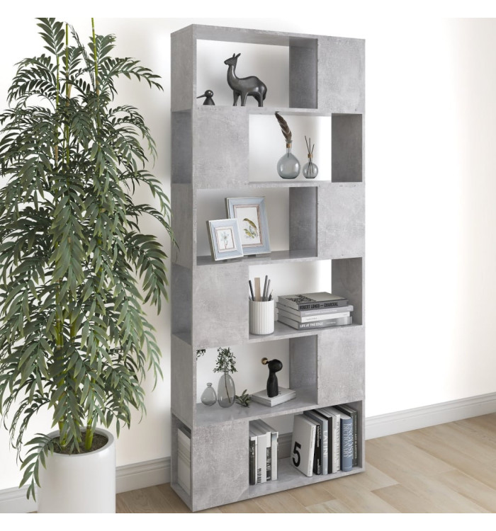Bibliothèque/Séparateur de pièce Gris béton Bois d'ingénierie | Mobilier & Déco