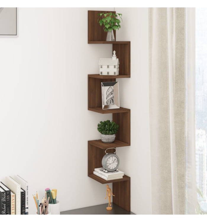 Étagère d'angle murale Chêne brun 20x20x127,5cm Bois ingénierie | Mobilier & Déco