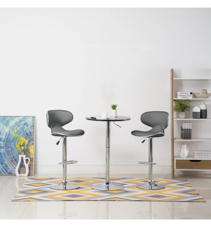 Tabourets de bar lot de 2 gris similicuir | Mobilier & Déco