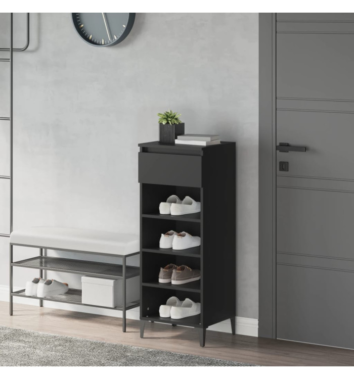 Étagère à chaussures Noir 40x36x105 cm Bois d'ingénierie | Mobilier & Déco
