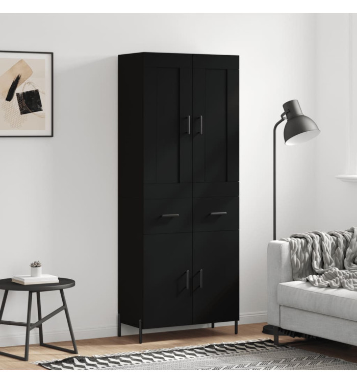 Buffet haut Noir 69,5x34x180 cm Bois d'ingénierie | Mobilier & Déco
