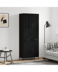 Buffet haut Noir 69,5x34x180 cm Bois d'ingénierie | Mobilier & Déco