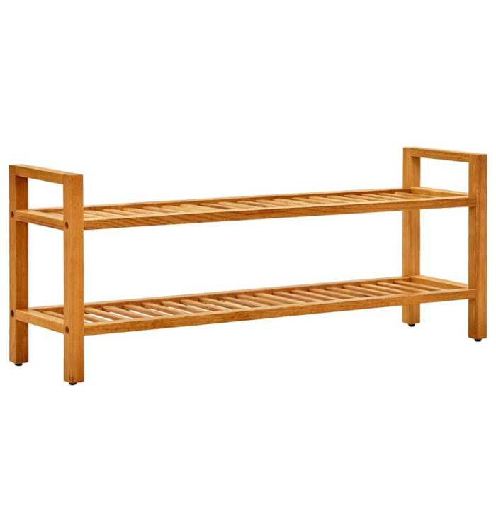 Étagère à chaussures à 2 niveaux 100x27x40 cm Chêne massif | Mobilier & Déco