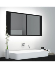Armoire à miroir de salle de bain LED Noir 90x12x45 Acrylique | Mobilier & Déco