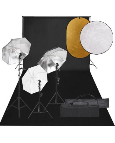 Kit de studio photo avec éclairage toile de fond et réflecteur | Mobilier & Déco