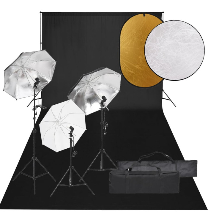 Kit de studio photo avec éclairage toile de fond et réflecteur | Mobilier & Déco