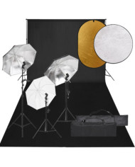Kit de studio photo avec éclairage toile de fond et réflecteur | Mobilier & Déco