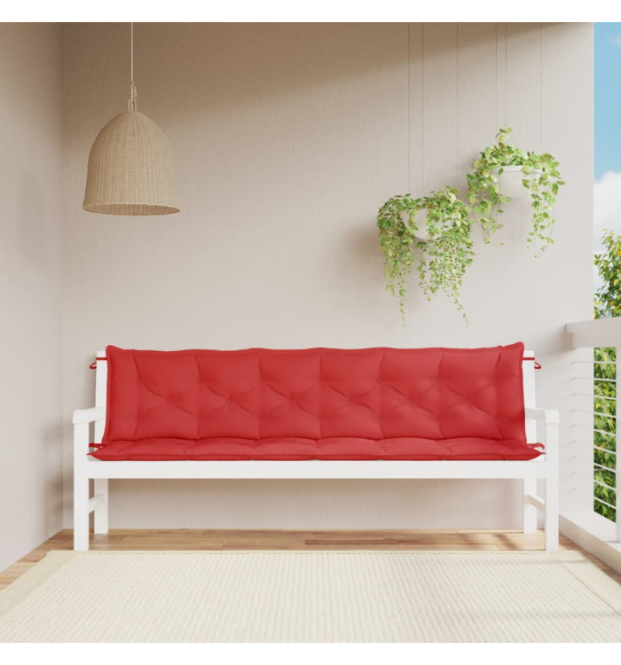 Coussins de banc jardin lot de 2 rouge 200x50x7 cm tissu Oxford | Mobilier & Déco