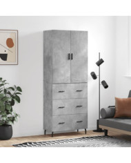 Buffet haut Gris béton 69,5x34x180 cm Bois d'ingénierie | Mobilier & Déco