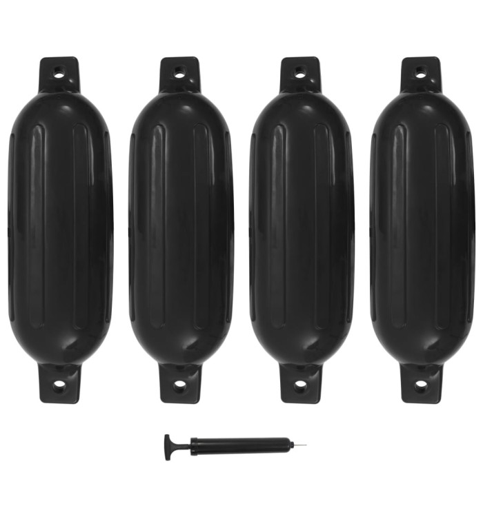 Pare-choc de bateau 4 pcs noir 58,5x16,5 cm PVC | Mobilier & Déco