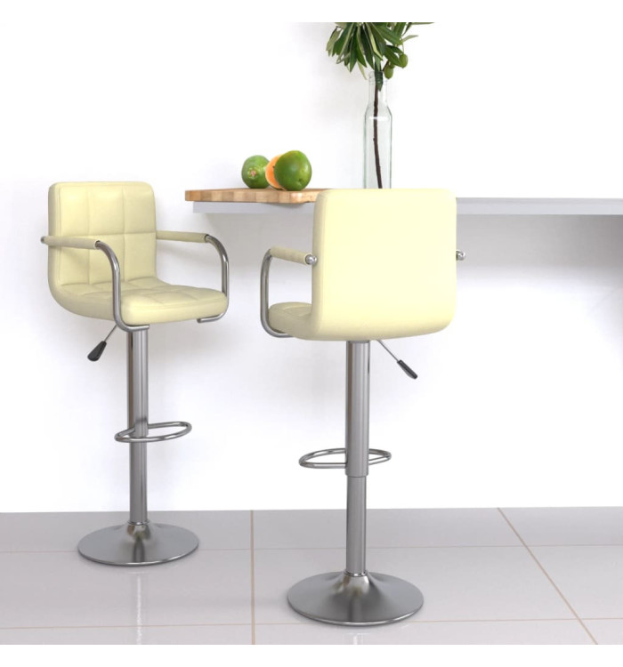Tabourets de bar lot de 2 crème similicuir | Mobilier & Déco