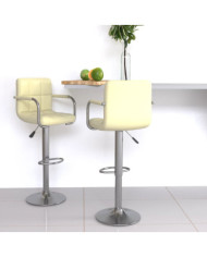 Tabourets de bar lot de 2 crème similicuir | Mobilier & Déco