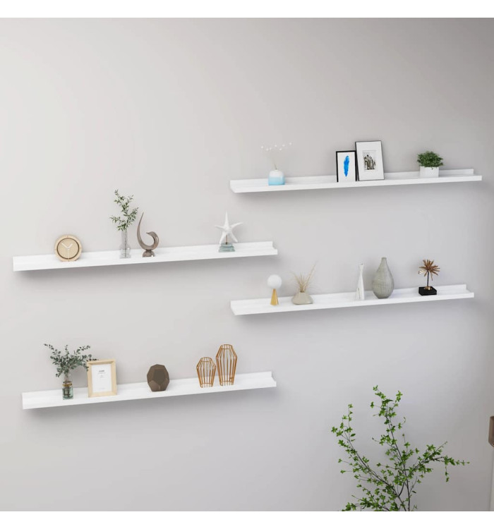 Étagères murales 4 pcs Blanc 100x9x3 cm | Mobilier & Déco