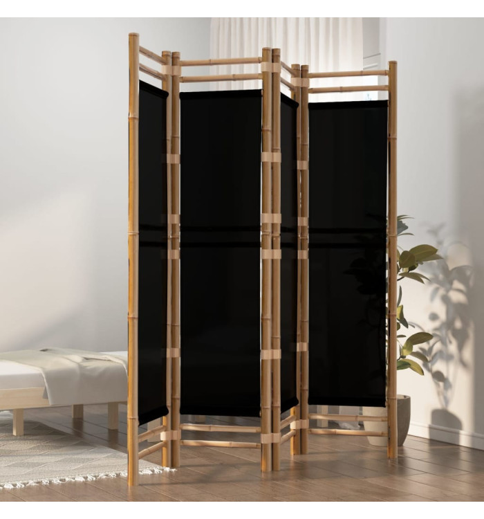Cloison de séparation pliante 4 panneaux 160 cm Bambou et toile | Mobilier & Déco