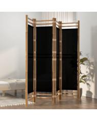Cloison de séparation pliante 4 panneaux 160 cm Bambou et toile | Mobilier & Déco