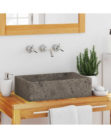 Lavabo 45x30x12 cm marbre gris brillant | Mobilier & Déco