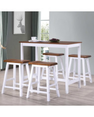 Table et tabouret de bar 5 pcs Bois massif | Mobilier & Déco